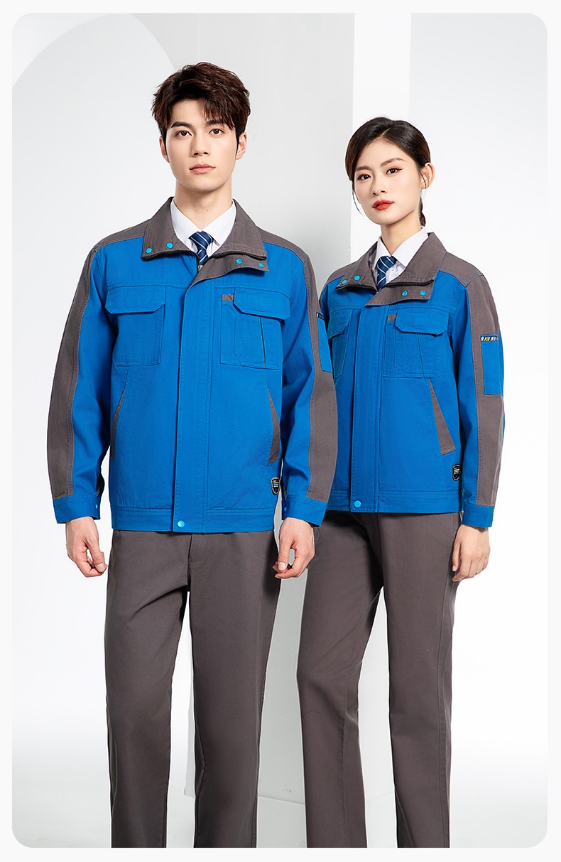 JC-20142 纯棉春秋工作服套装男加厚工厂车间服耐磨全棉汽修服劳保服定制(图19)