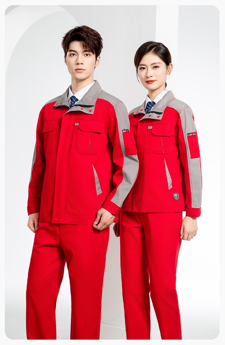 JC-20142 纯棉春秋工作服套装男加厚工厂车间服耐磨全棉汽修服劳保服定制(图17)