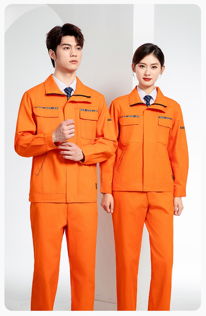 JC-20143 纯棉春秋工作服套装男拼色全棉工装汽车维修厂车间劳保服可定制(图15)