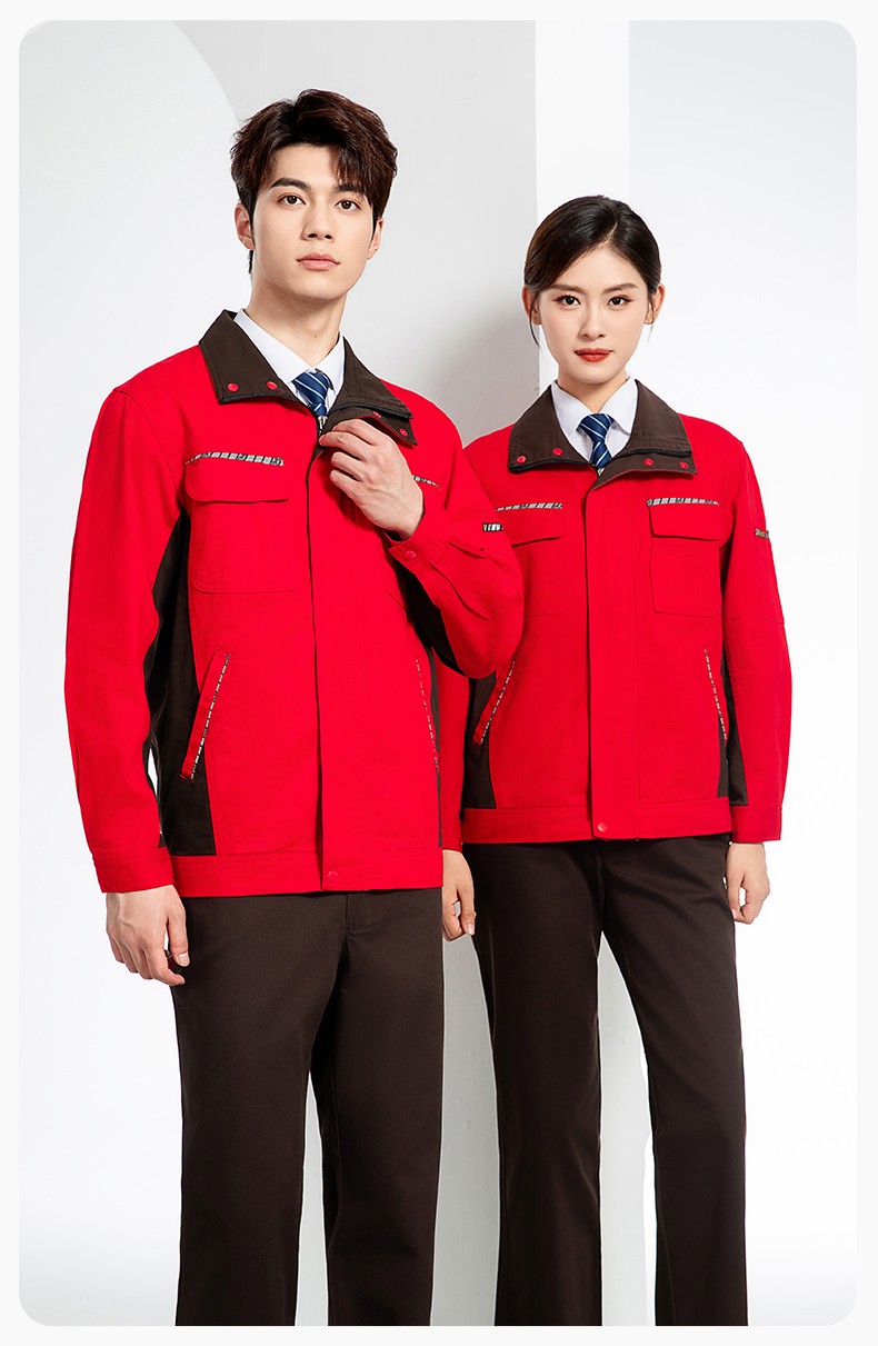 JC-20143 纯棉春秋工作服套装男拼色全棉工装汽车维修厂车间劳保服可定制(图18)