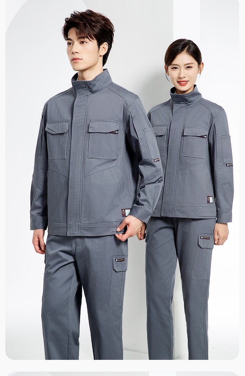 JC-SY61X 防静电春秋长袖工作服套装CVC耐磨纯色工装机修车间工厂服定制(图12)