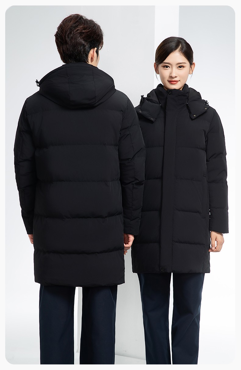 RH-6013 冬季羽绒长款棉衣工作服纯色一体棉服工装男女工厂商超团体服定制(图18)