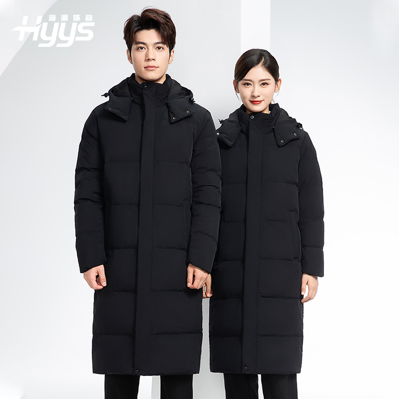 RH-6015 高端羽绒服工作服定制秋冬季中长款加绒加厚棉服银行前台长款外套