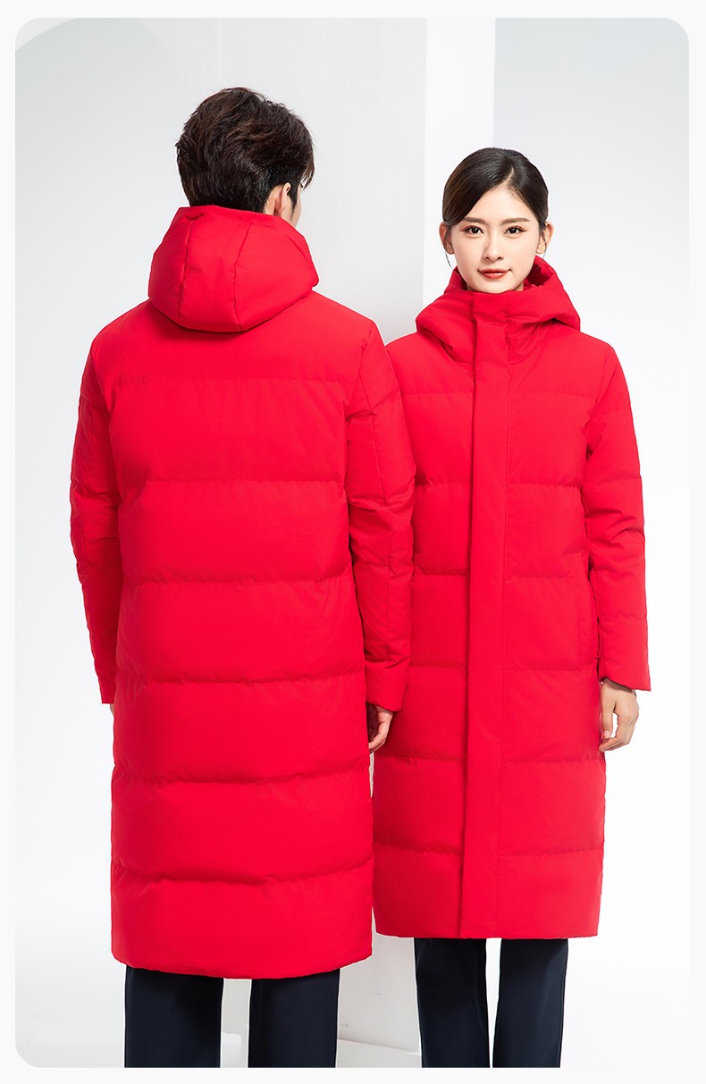 RH-6011 加长宽加厚80绒羽绒大衣 帽子可拆大红(图14)