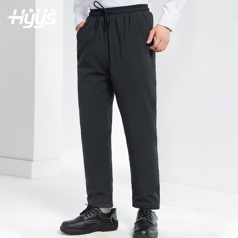 RH-8019 冬季羽绒工作服裤子纯色加绒保暖防寒松紧耐磨劳保裤工装裤定制