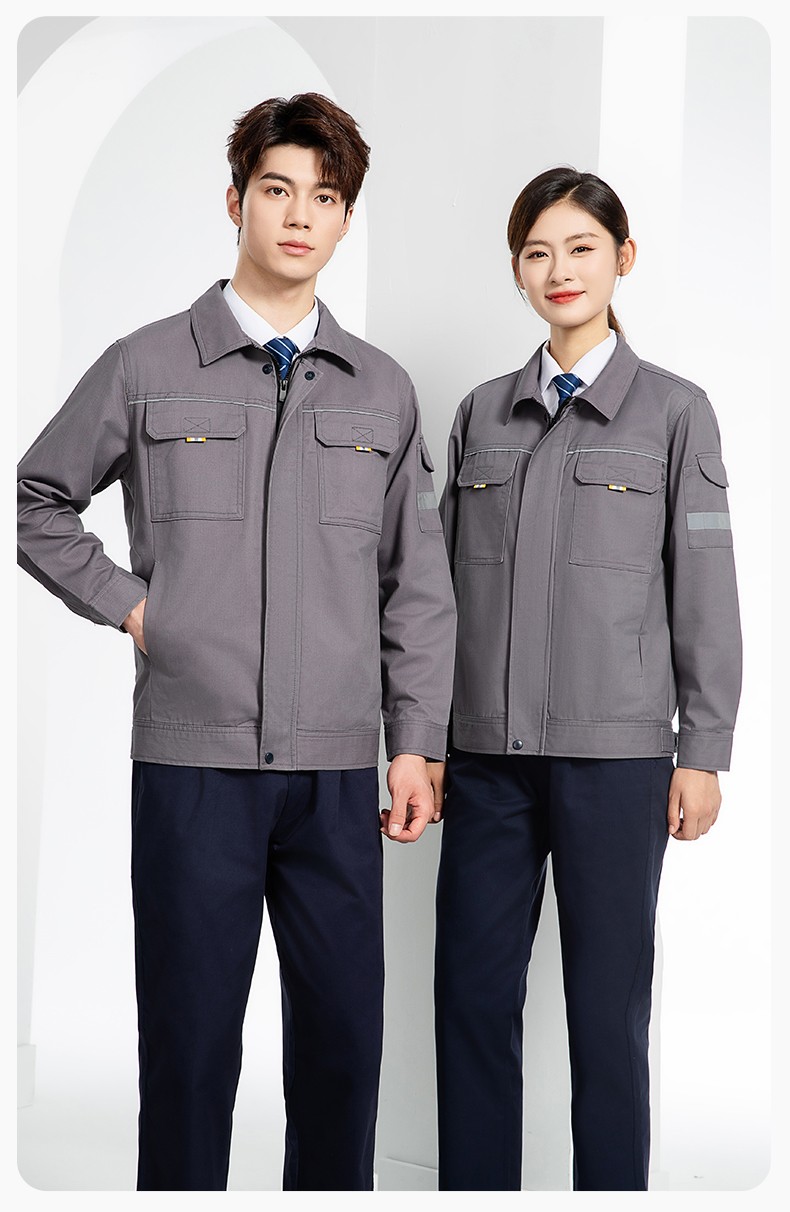 YJ-6902 纯棉工作服套装男印字定制春秋耐磨电力全棉工厂车间工装劳保厂服(图13)