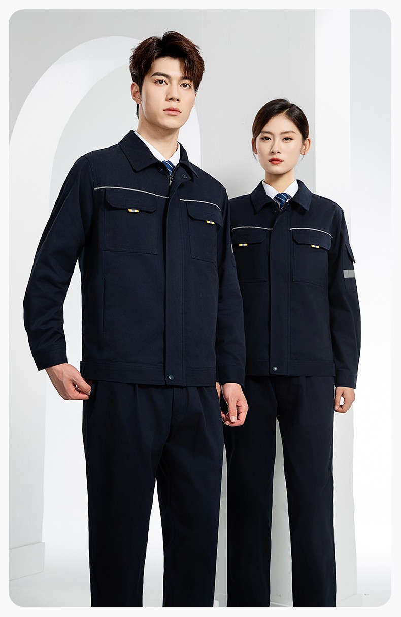 YJ-6902 纯棉工作服套装男印字定制春秋耐磨电力全棉工厂车间工装劳保厂服(图16)