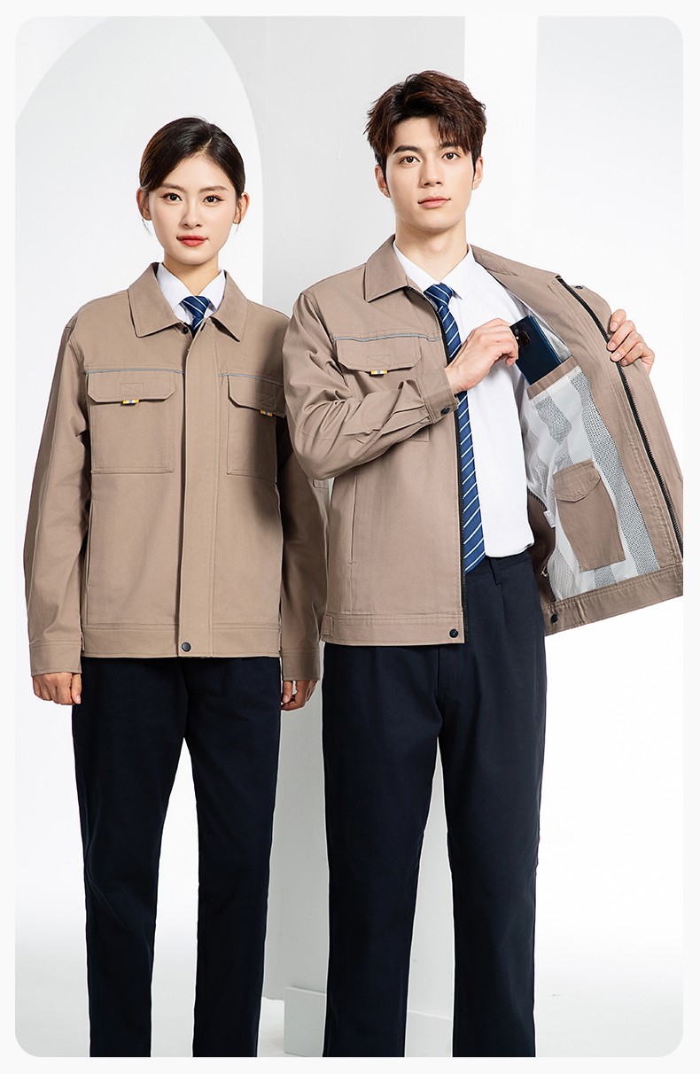 YJ-6902 纯棉工作服套装男印字定制春秋耐磨电力全棉工厂车间工装劳保厂服(图18)