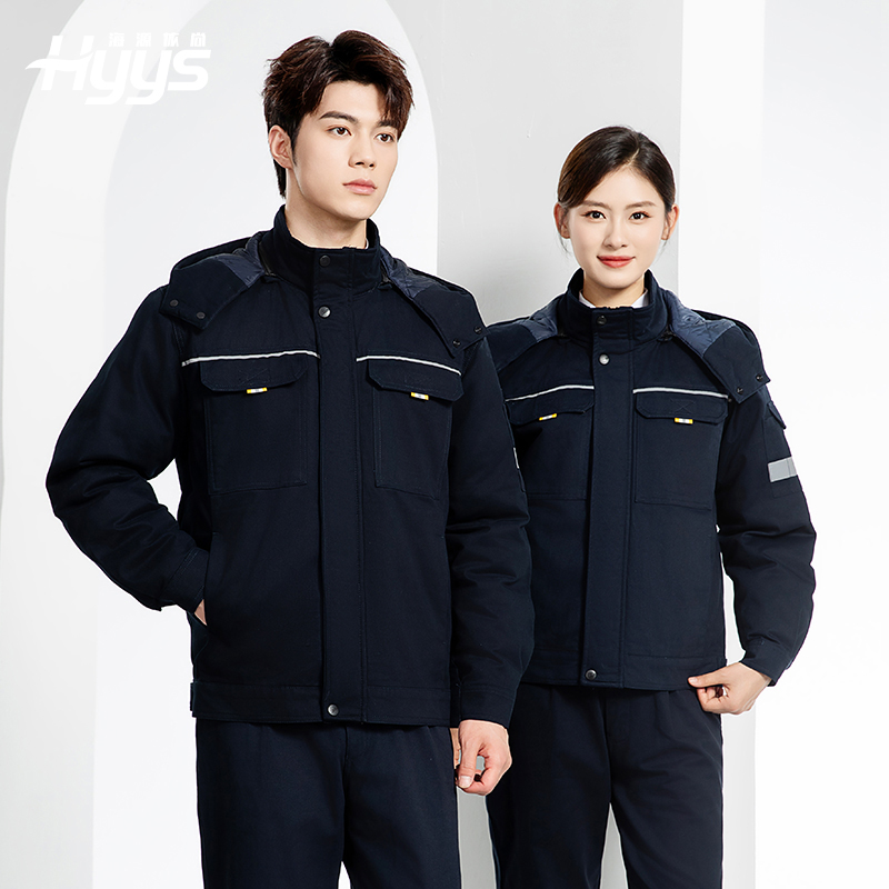 YJ-8901 冬季纯棉工作服棉服定制加厚保暖上衣外套电焊工厂劳保服棉袄印字
