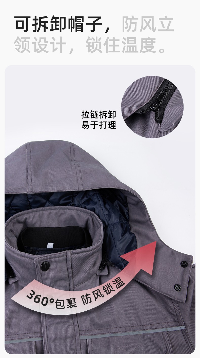 YJ-8901 冬季纯棉工作服棉服定制加厚保暖上衣外套电焊工厂劳保服棉袄印字(图8)