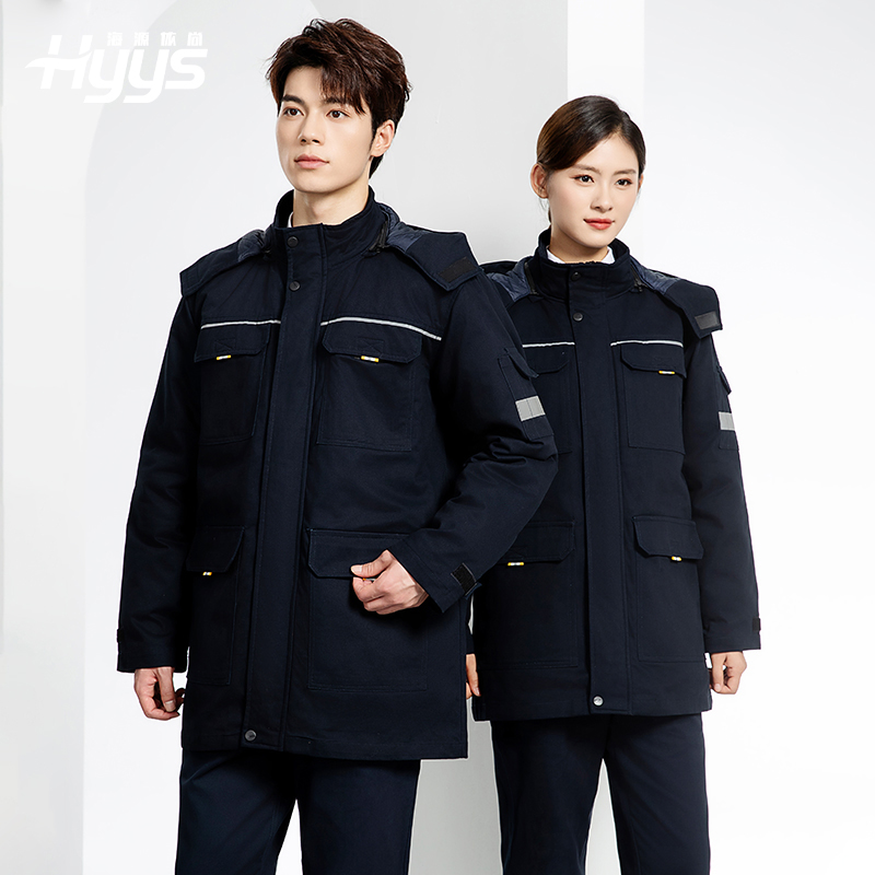 YJ-8902 冬季工作服男女印logo加厚保暖纯棉劳保服棉袄车间工厂服定制棉衣