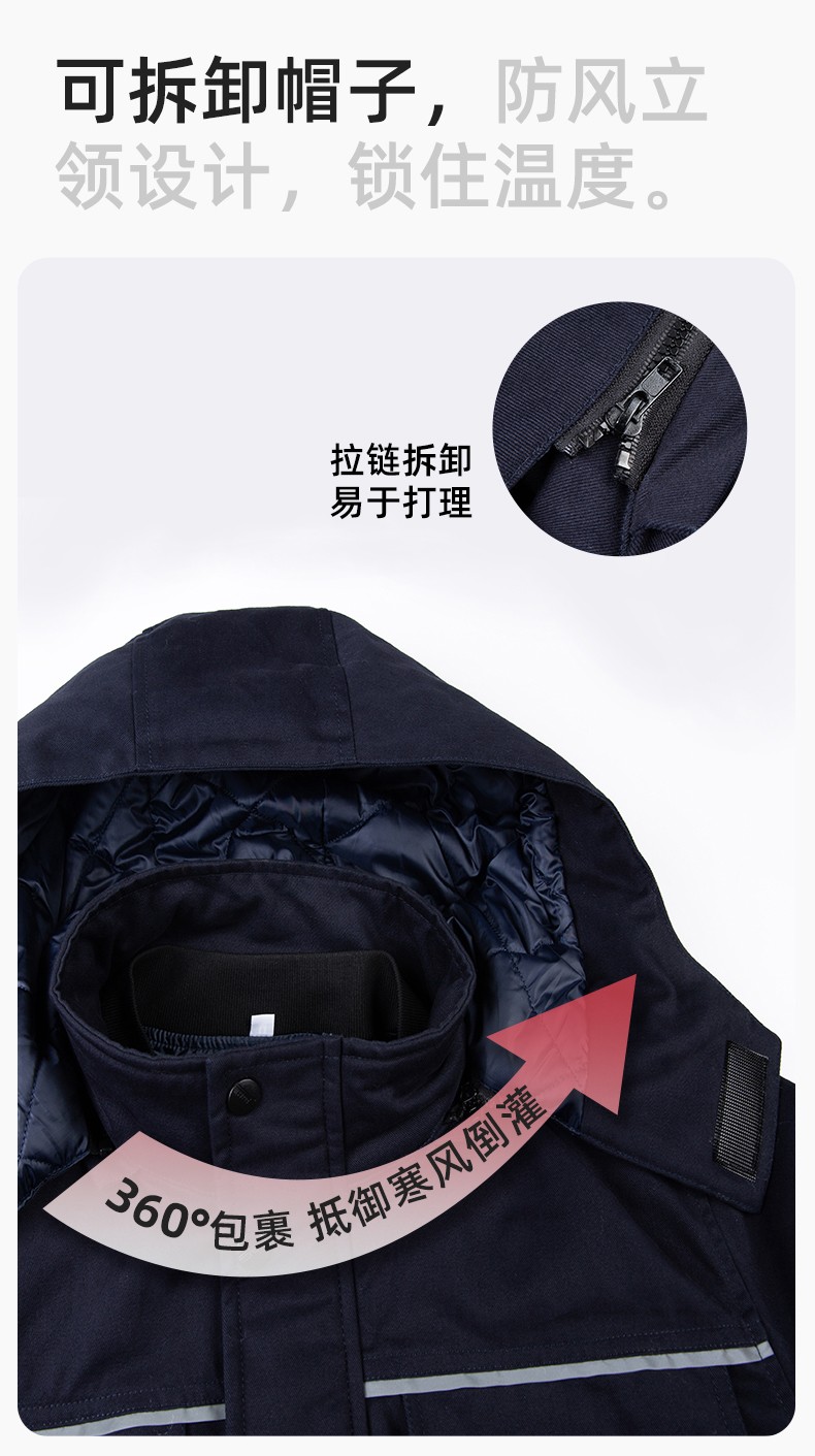 YJ-8902 冬季工作服男女印logo加厚保暖纯棉劳保服棉袄车间工厂服定制棉衣(图8)