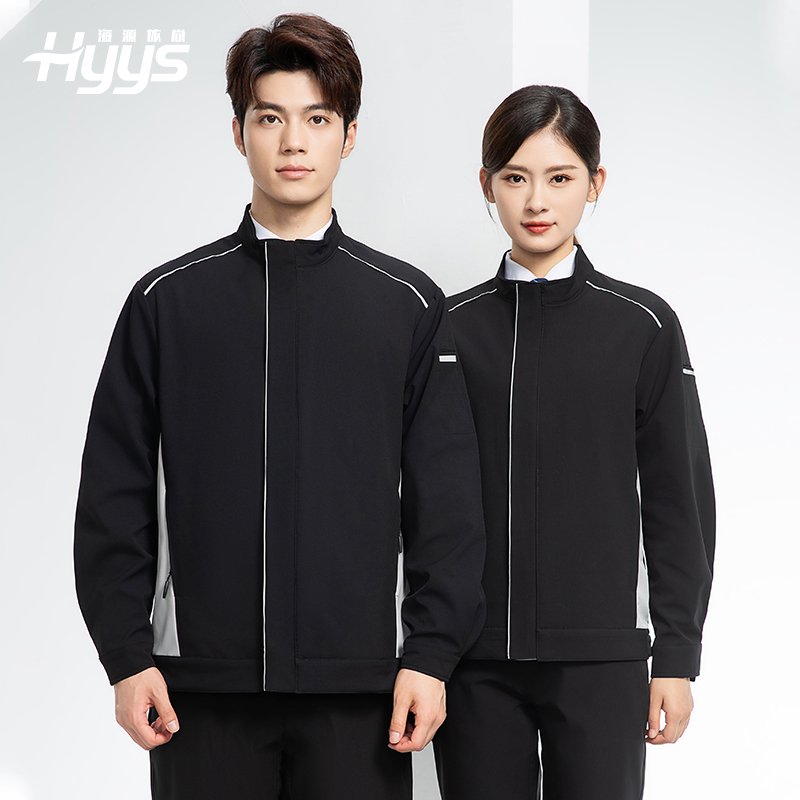 YJ-5608XM 软壳冲锋衣工作服春秋套装男纯色防风工装企业团体服机修服定制