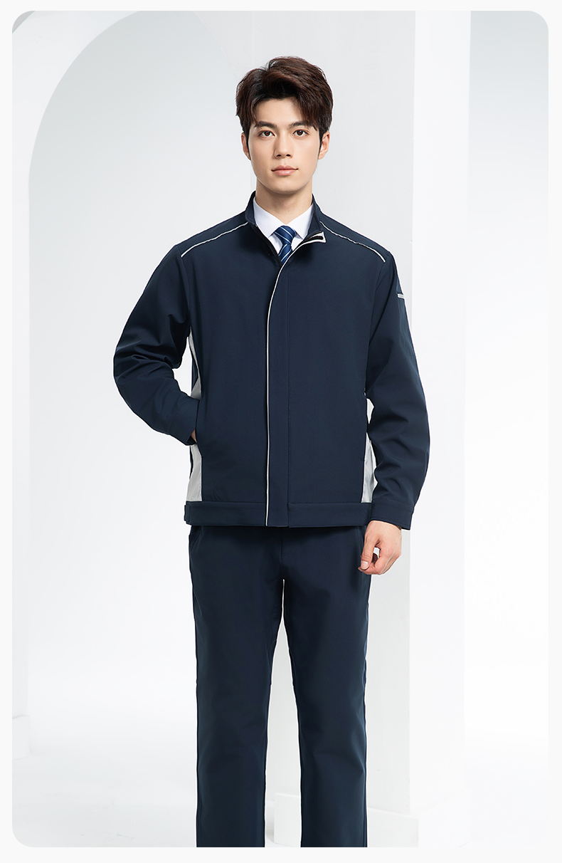 YJ-5608XM 软壳冲锋衣工作服春秋套装男纯色防风工装企业团体服机修服定制(图16)