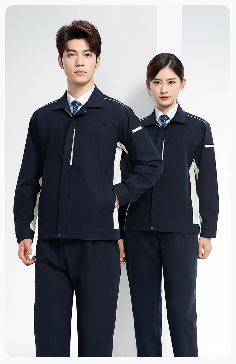 YJ-6513 春秋加油站防静电劳保工作服套装耐磨车间工装定制(图12)