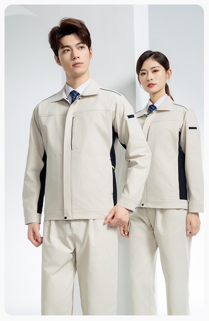 YJ-6513 春秋加油站防静电劳保工作服套装耐磨车间工装定制(图14)