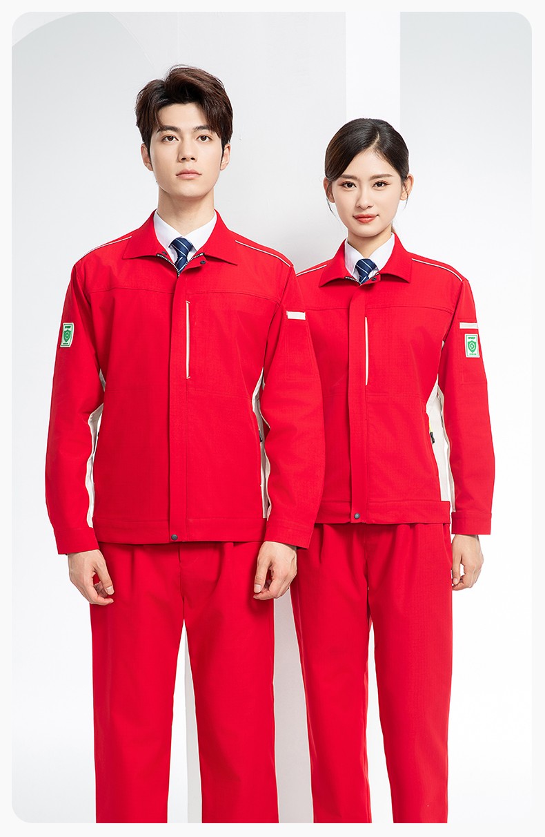 YJ-6513 春秋加油站防静电劳保工作服套装耐磨车间工装定制(图15)