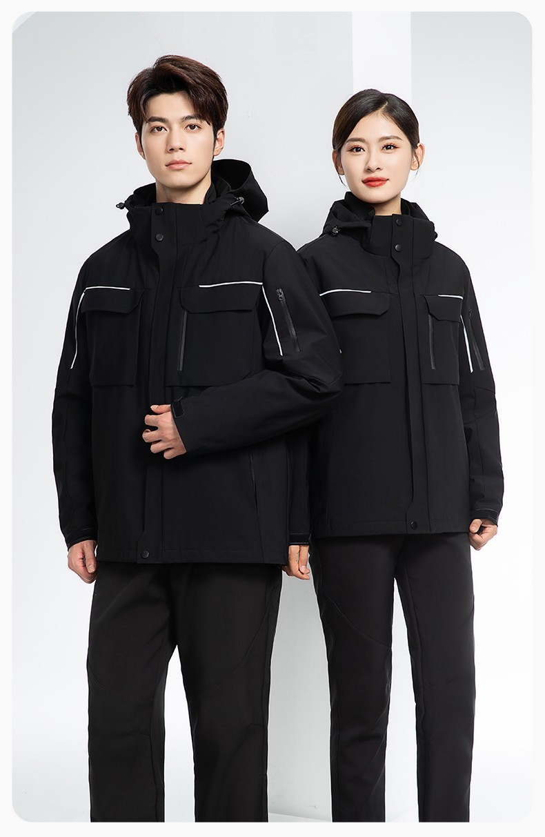 YJ-SK6016 冬季三合一冲锋衣工作服连帽防风防水加绒加厚印logo工装外套定制(图22)