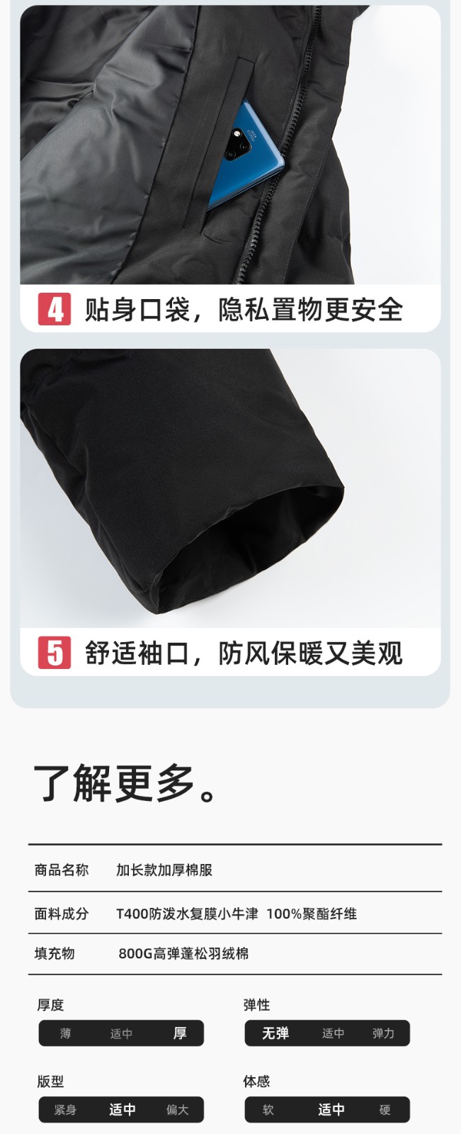 YJ-8903 冬季一体长款棉服加厚保暖学生防寒服定制(图9)