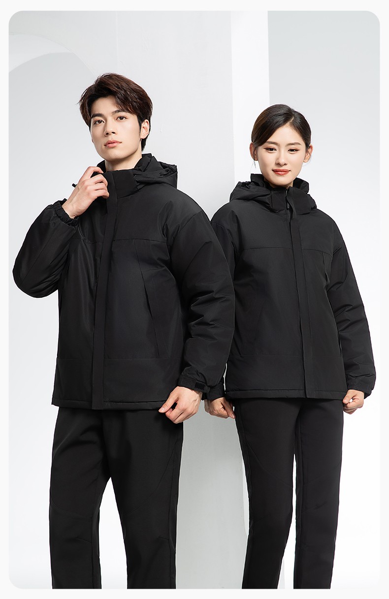 YJ-1915 冬季一体式冲锋衣男女纯色加绒防寒外套印LOGO公司团体服外套定制(图13)