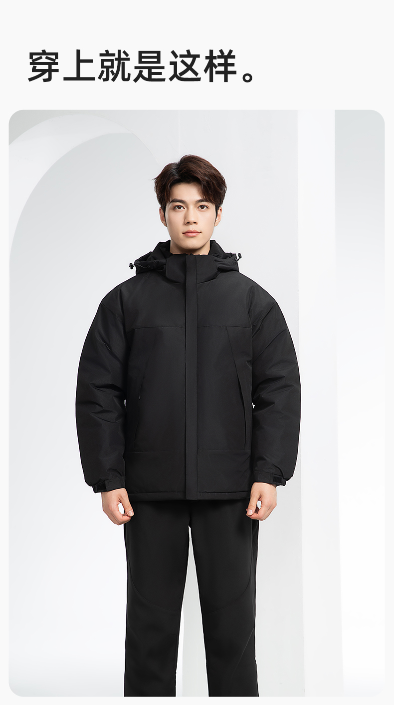 YJ-1915 冬季一体式冲锋衣男女纯色加绒防寒外套印LOGO公司团体服外套定制(图12)