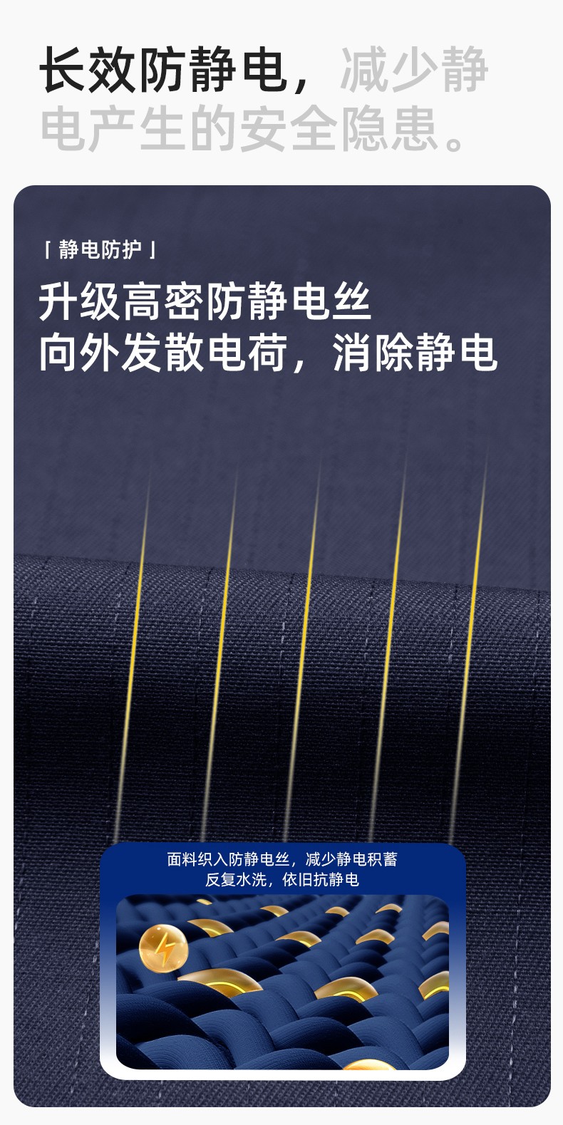 LJ-9902 春秋防静电劳保工作服套装男拼色耐磨电焊工加油站干活可定制工装劳保服(图4)