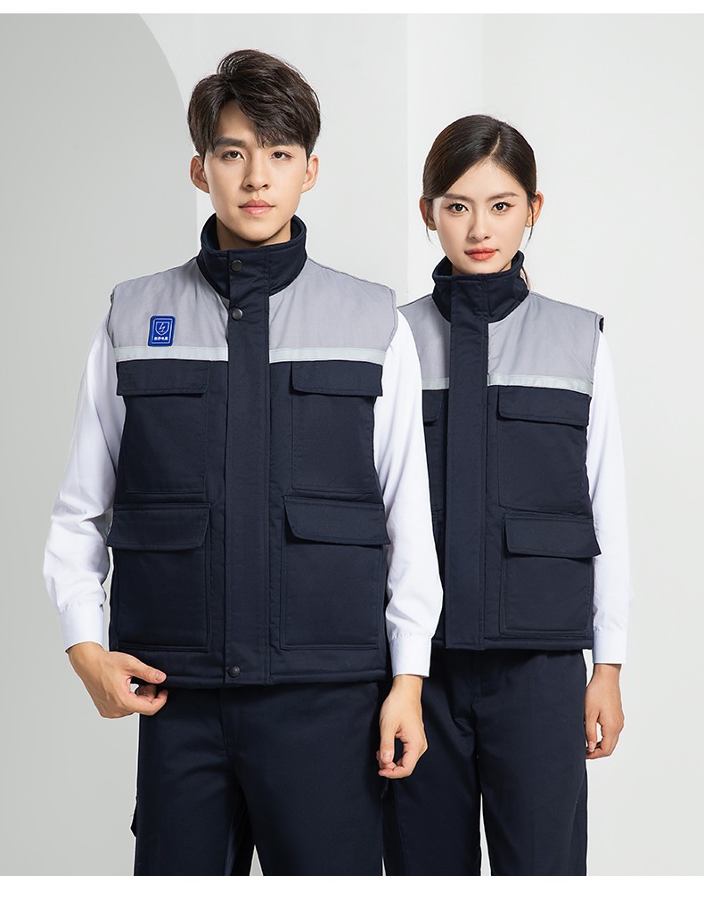 LW-9929 加厚冬季防静电工作服男棉马甲劳保服船厂加油站防寒棉背心定制(图21)