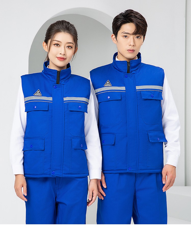 LW-9903 防静电冬季棉马甲工作服印绣字男工装棉马夹船厂汽修加厚坎肩定制(图19)