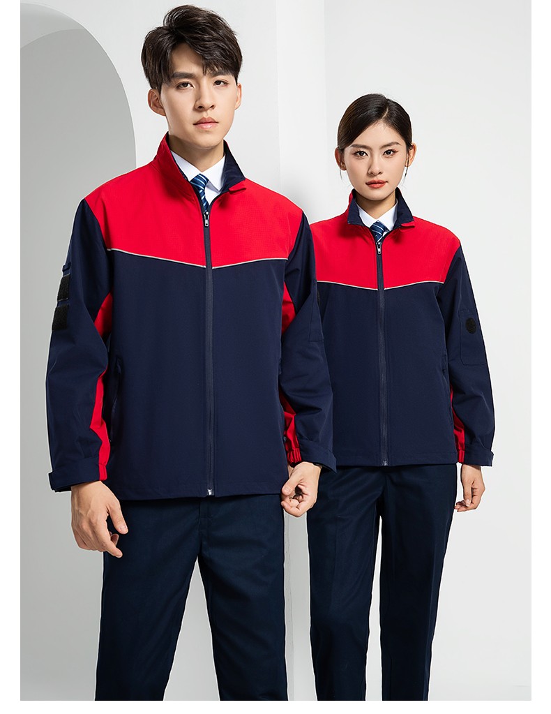 LW-8093 双层防静电套装定制男拉链款拼色中石化加油站工厂工装劳保服印字(图23)