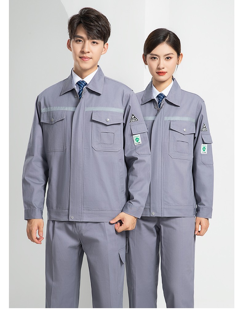 LW-8107 纯棉长袖防静电工作服套装男女电工服反光化工厂劳保服燃气站工装(图22)