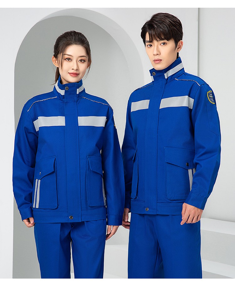 LW-8635 纯棉防阻燃春秋工作服套装男加厚耐磨工厂车间电焊焊工防烫劳保服(图21)