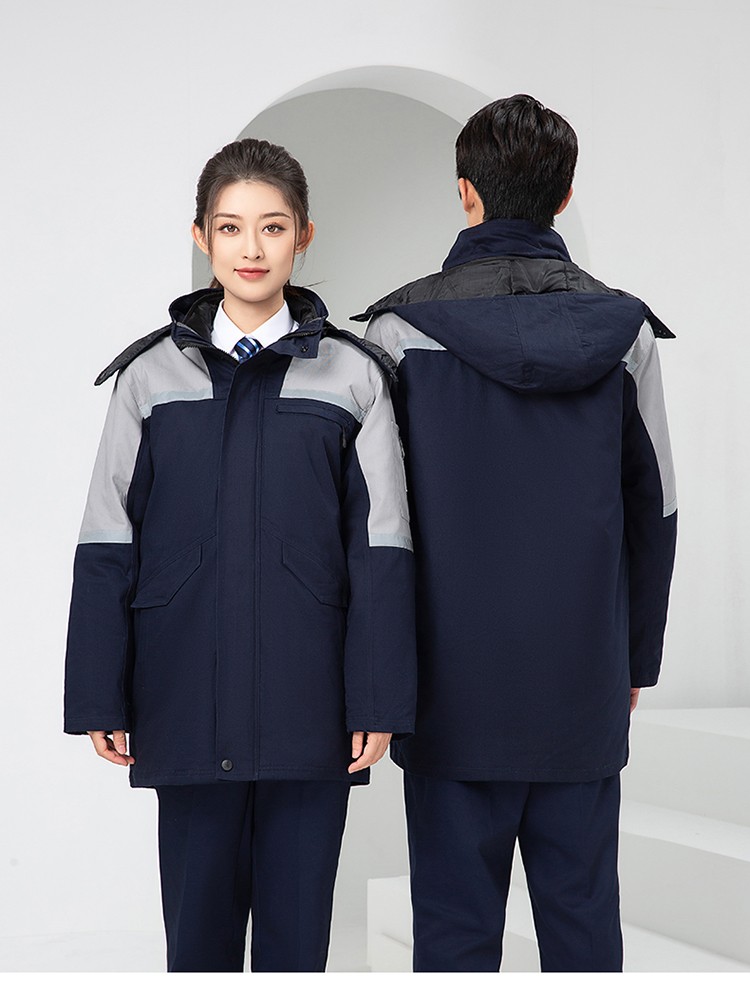 LW-8818 纯棉防静电工作服棉衣定制冷库加油站冬季中长款防寒服劳保服外套(图18)