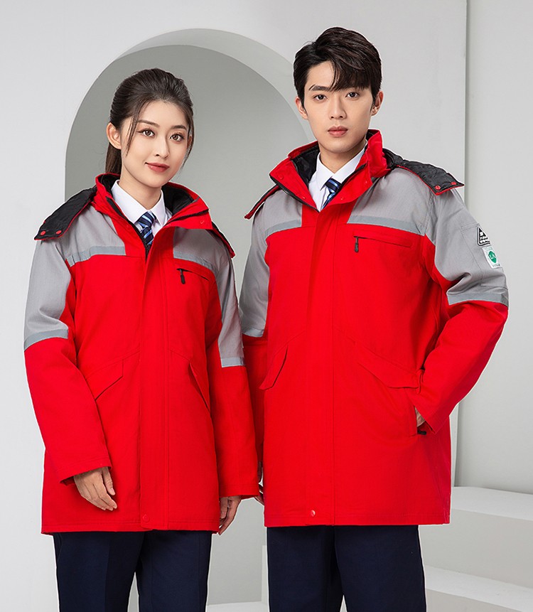 LW-8818 纯棉防静电工作服棉衣定制冷库加油站冬季中长款防寒服劳保服外套(图23)