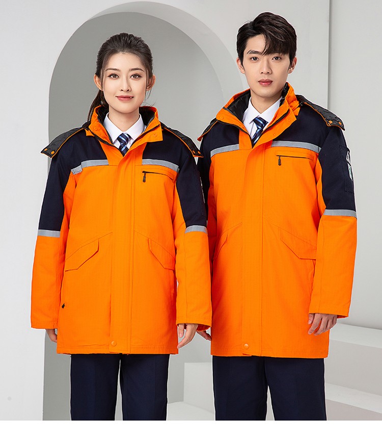 LW-8818 纯棉防静电工作服棉衣定制冷库加油站冬季中长款防寒服劳保服外套(图25)