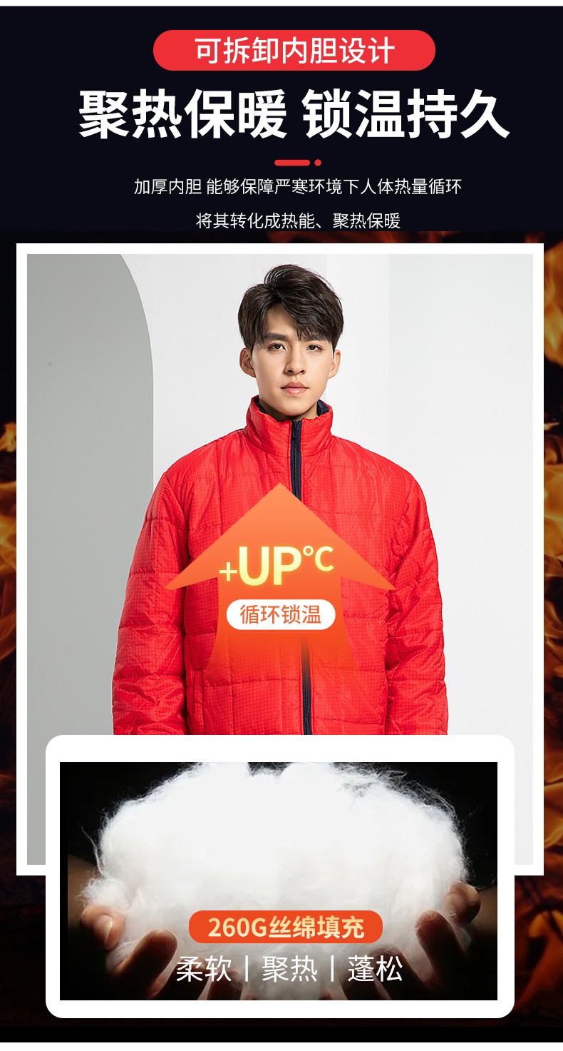 LW-8893 防静电冬季中长工作服棉服定制男工服工装加油站电工劳保服上衣(图8)