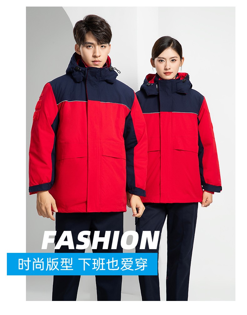 LW-8893 防静电冬季中长工作服棉服定制男工服工装加油站电工劳保服上衣(图19)