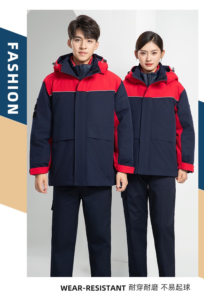 LW-8893 防静电冬季中长工作服棉服定制男工服工装加油站电工劳保服上衣(图21)