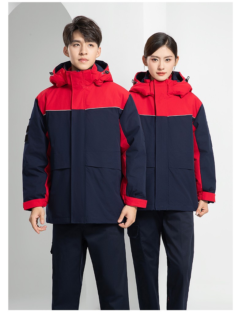 LW-8893 防静电冬季中长工作服棉服定制男工服工装加油站电工劳保服上衣(图23)