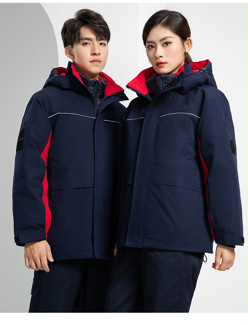 LW-8893 防静电冬季中长工作服棉服定制男工服工装加油站电工劳保服上衣(图24)