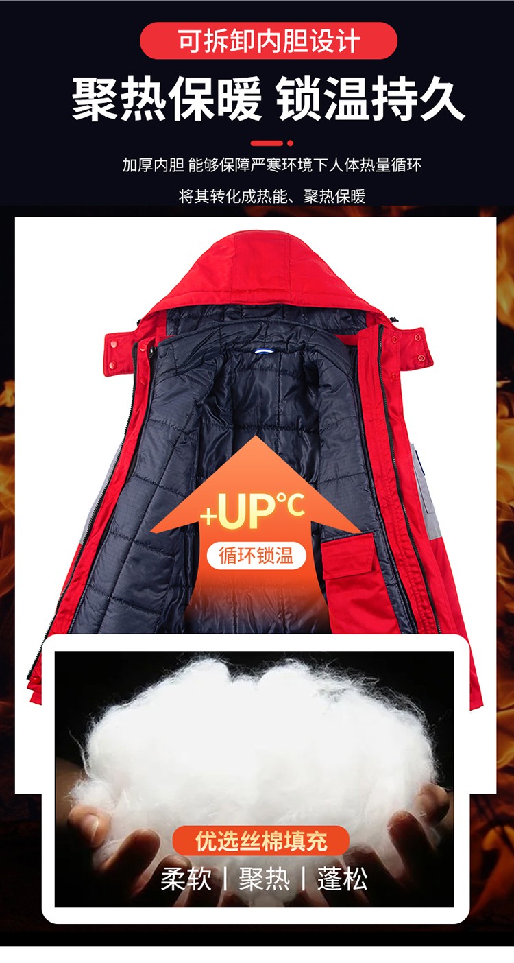 LW-8829 防静电棉服工作服定制劳保服中长款化工厂车间油气站工人防寒工装(图7)