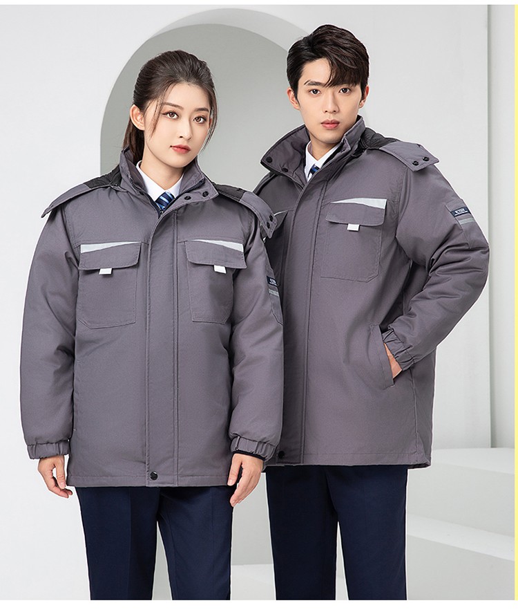 LW-8826ZY 冬季羽绒工作服定制加厚保暖中长防寒冷库物业车间印绣字可拆卸棉服(图23)