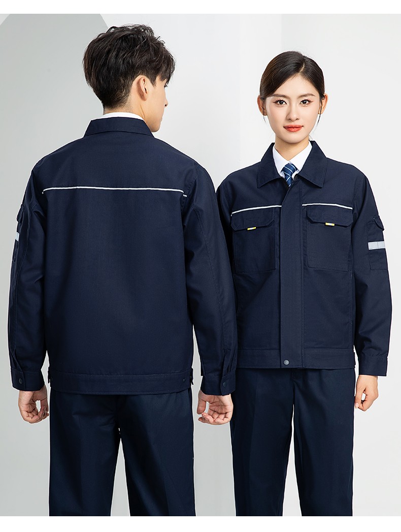 LW-8089 春秋季长袖反光工作服套装定制男汽修耐磨工人工厂车间上衣劳保服(图19)