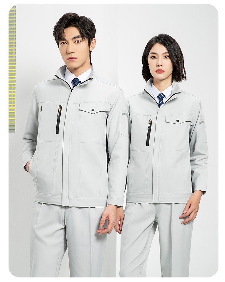 YJ-6509  立领工作服春秋男纯色拉链款套装工厂车间汽修机修服劳保服定制(图20)