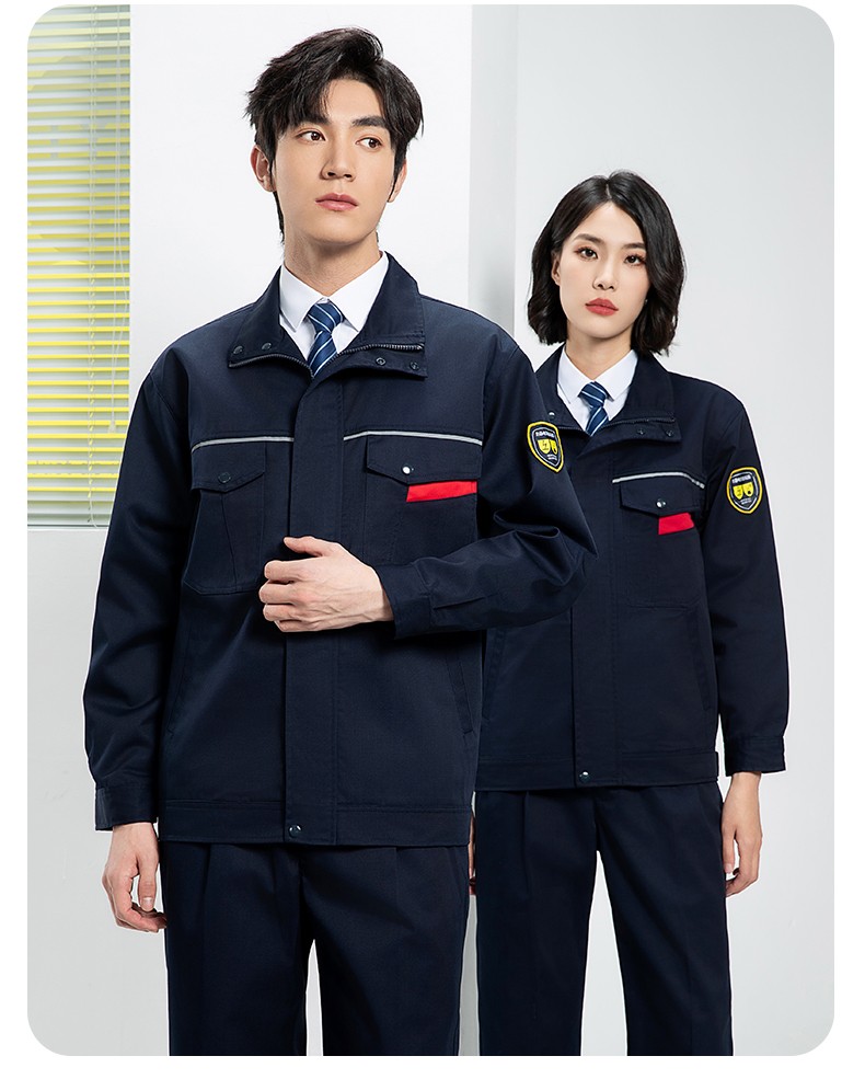 YJ-1302 防静电防酸碱工作服套装男春秋化工厂反光条耐磨工装劳保服定制(图18)