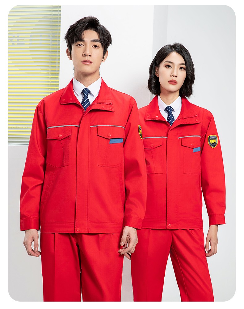 YJ-1302 防静电防酸碱工作服套装男春秋化工厂反光条耐磨工装劳保服定制(图24)
