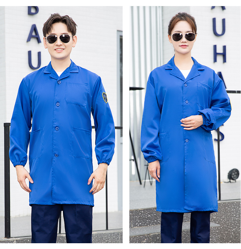 TZ011 恒漉防静电防酸碱蓝白大褂定制车间实验室防护服耐腐蚀工 作服印字(图18)