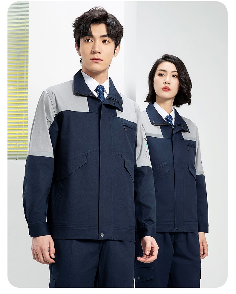 YJ-8007 防静电工作服男纯棉拼色套装春秋汽车机修服车间工厂劳保服定制(图18)