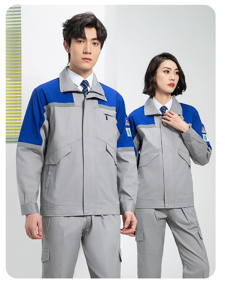 YJ-8007 防静电工作服男纯棉拼色套装春秋汽车机修服车间工厂劳保服定制(图22)