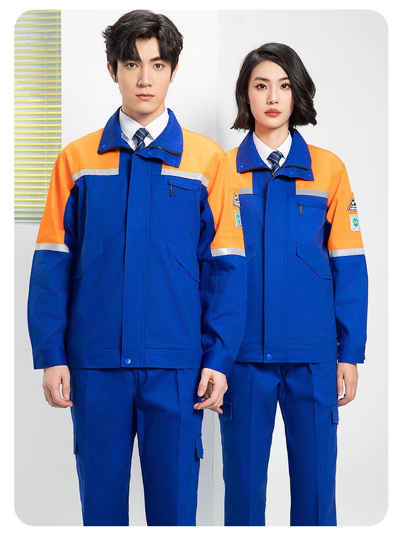 YJ-8007 防静电工作服男纯棉拼色套装春秋汽车机修服车间工厂劳保服定制(图25)