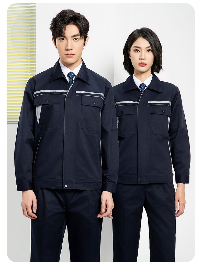 YJ-8005 春秋长袖工作服套装男双反光条加油站石油电子化工厂劳保服定制(图21)